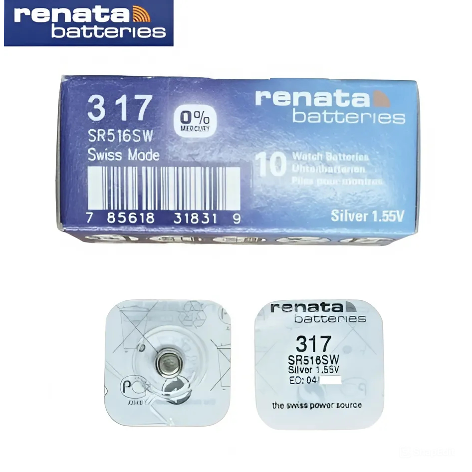 ถ่านนาฬิกา Renata 317 SR516SW ของแท้ Swiss Made 1.55V ถ่านสวิส ถ่านกระดุม ถ่านใหม่ (1 ก้อน)
