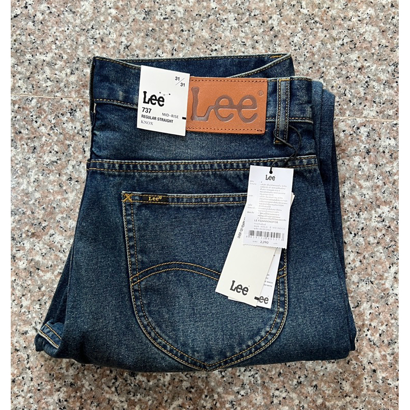 LEE 737 KNOX กระบอกธรรมดา ยีนส์ชาย ไม่ยืด cotton 100% เอวกลาง เป้าซิป ของแท้จาก SHOP
