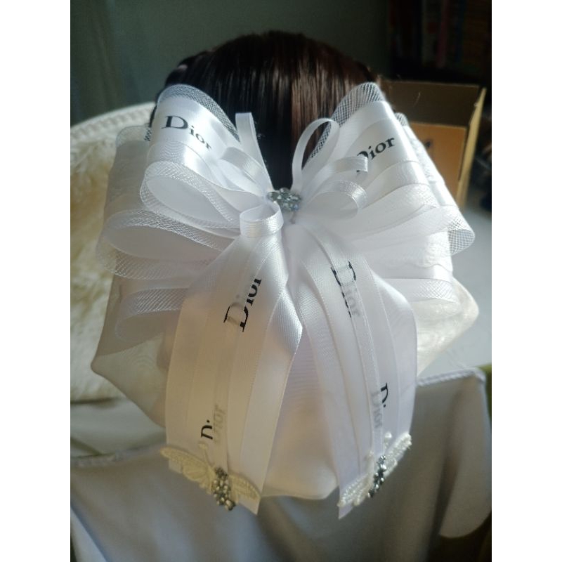 กิ๊ฟ+เน๊ตคลุมผม  ขนาดใหญ่ 15.5 cm. ** ราคาส่ง **โบว์เด้งไม่แบน ตัวกิ๊ฟใหญ่แข็งแรง**หมดสต็อกรอบนี้ราคาปรับขึ้นตามวัสดุ