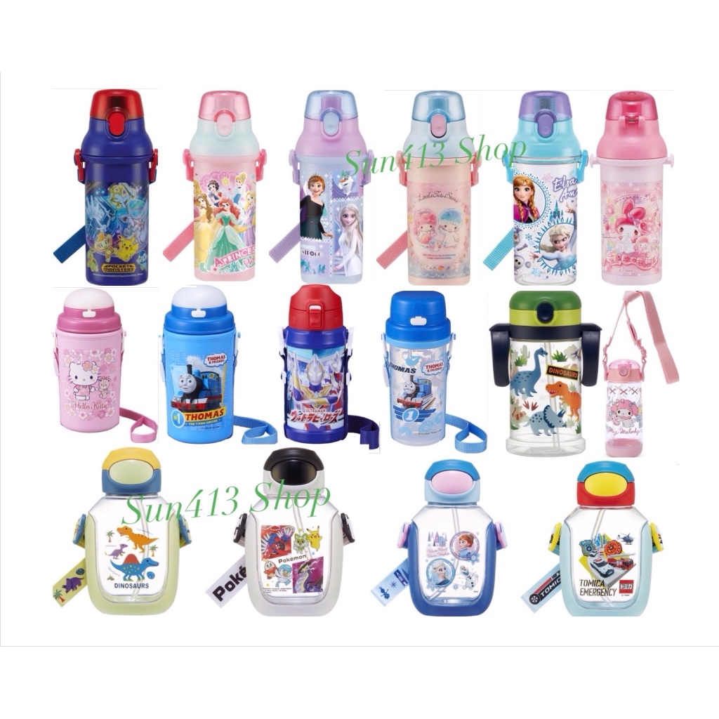 🇹🇭 Skater กระติก ขวดน้ำ หลอดเด้ง Disney Frozen Tamica Mickey mouse Dinosaurs Princess My Melody Sanrio Hello Kitty Pokem