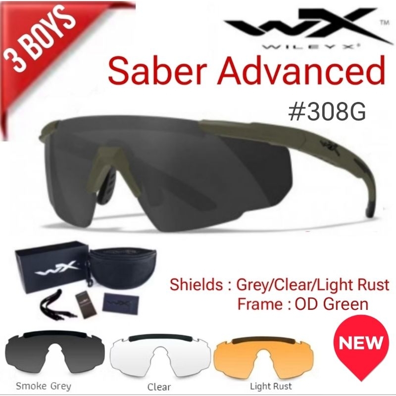 New แว่นกันแดด ยุทธวิธี Wiley X รุ่น Saber Advanced กรอบสีเขียว OD ชุด 3เลนส์ แว่นตากันสะเก็ด กัน UV ของแท้ 100%9