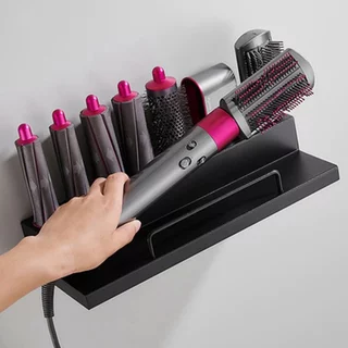 ขาตั้งติดผนังสำหรับ Airwrap Hair Styler for dyson HS05 HS01 และอุปกรณ์เสริม, ชั้นวางของในห้องน้ำ (สีดำ)