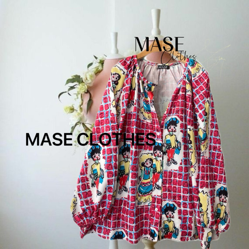เสื้อเชิ๊ตฮาวาย พร้อมส่ง  💕แขนยาว ผ้าพิมพ์ลาย oversize กระดุมแรงเม็ด ปลายแขนพอง ดึงยาง งานสวยงาม อก 54” ยาว 28”