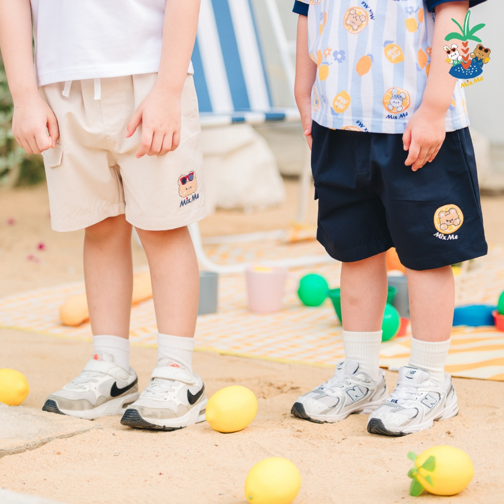 Mix Me กางเกงขาสั้น เรียบๆ แต่งกระเป๋า ผ้า TWILL 100%Cotton เด็กชาย อายุ 1-7 ปี เสื้อผ้าเด็ก รุ่น 40