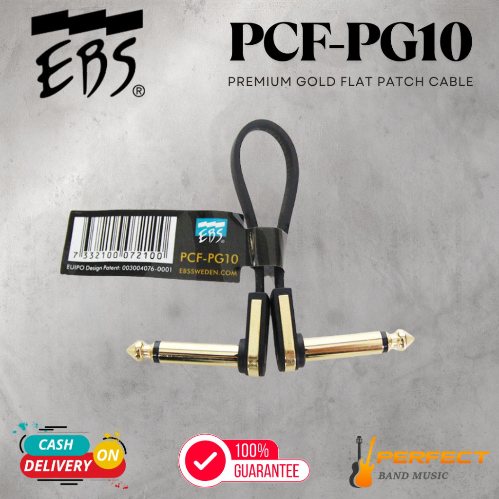 สายพ่วงเอฟเฟค EBS PCF-PG10 Premium Gold Flat Patch Cable 10 cm. ของแท้ 100%
