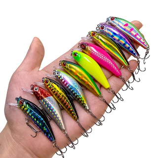 เหยื่อตกปลา 5.5 เซนติเมตร เหยื่อปลอม พลาสติกเหยื่อ เหยื่อตกปลาโลหะ Sinking Minnow 3D เหยื่อ