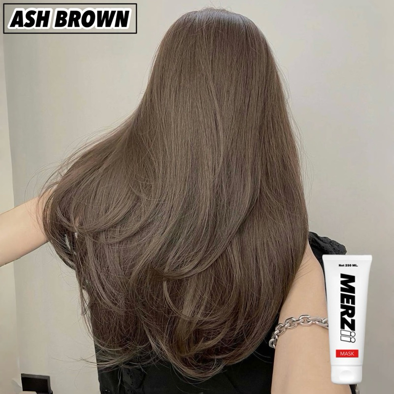 ขายดีมาก!🔥♥️MERZii color keratin Mask เมอซี่มาร์คเคราติน สำหรับเติมประกายสีผม สี Ash น้ำตาลหม่นเทาเข้ม🤎