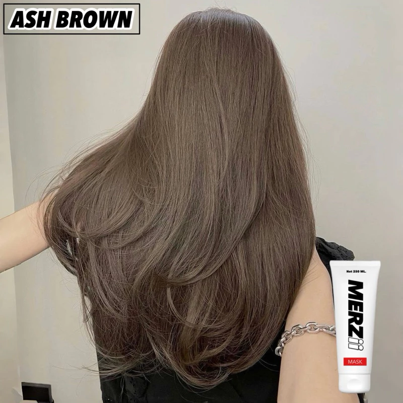 ขายดีมาก!🔥♥️MERZii color keratin Mask เมอซี่มาร์คเคราติน สำหรับเติมประกายสีผม สี Ash น้ำตาลหม่นเทาเข้ม🤎