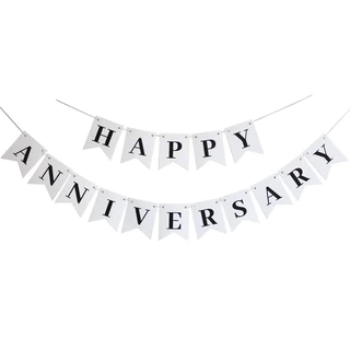 (ร้านไทย) ป้ายครบรอบ HAPPY ANNIVERSARY แต่งงาน ธง MARRY ME มินิมอล สำหรับตกแต่งงานปาร์ตี้ ลูกโป่ง