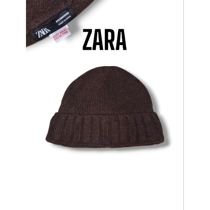 หมวกไหมพรม ZARA มือสอง สีน้ำตาล สภาพดี 🌟Free Size🌟G213⚡