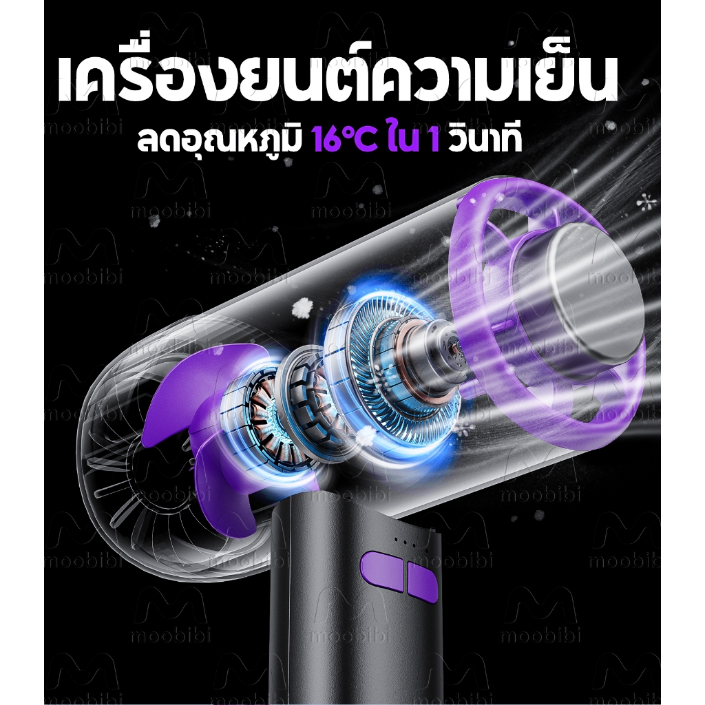 Moobibi พัดลมมือถือ ปรับระดับได้ 3 ระดับ พัดลมพกพา ไม่มีใบมีด ชาร์จใหม่ได้ ใช้งานได้ 15 ชม 2000mAh มีคุณสมบัติเย็นสบาย - รูปที่ 3