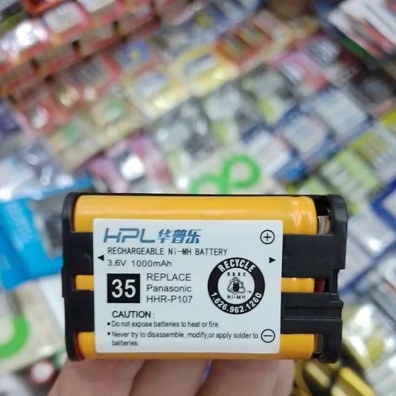 ถ่านโทรศัพท์ไร้สายบ้าน เบอร์ 35 HHR-P107  ใช้แทน Panasonic HHR-P107 (35) 3.6V 1000mAh ของใหม่ ของแท้