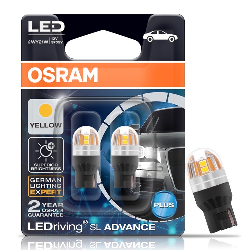 OSRAM หลอดไฟ LED ขั้วเสียบ T20 12V 2.5W รุ่น SL ADVANCE (ไฟ 1จุด) แสงสีเหลืองอำพัน (9705Y)