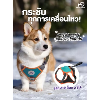 MOMOVIDA สายจูงสำหรับสัตว์เลี้ยง สายรัดอกสุนัขพร้อมสายจูง สวมใส่สบาย ผ้าระบายอากาศได้ดี DL S-XL