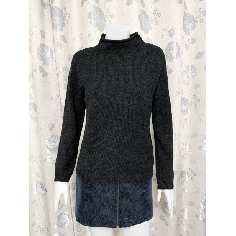 (SWY484)  เสื้อสเวตเตอร์ไหมพรม สีเทาดำ wool คอตั้ง แบรนด์ MARGARET HOWELL MHLไซส์ II อก 36“  ⭐️มือสอ