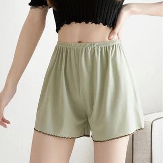 C09 กางเกงขาสั้น M-4XL ขอบขาหยัก ซับใน ใส่นอน ผ้านิ่ม สีพื้นใส่สบาย เอวยืดหยุ่นได้ดี พร้อมส่ง กางเกงไซส์ใหญ่ กางเกงคนอวบ