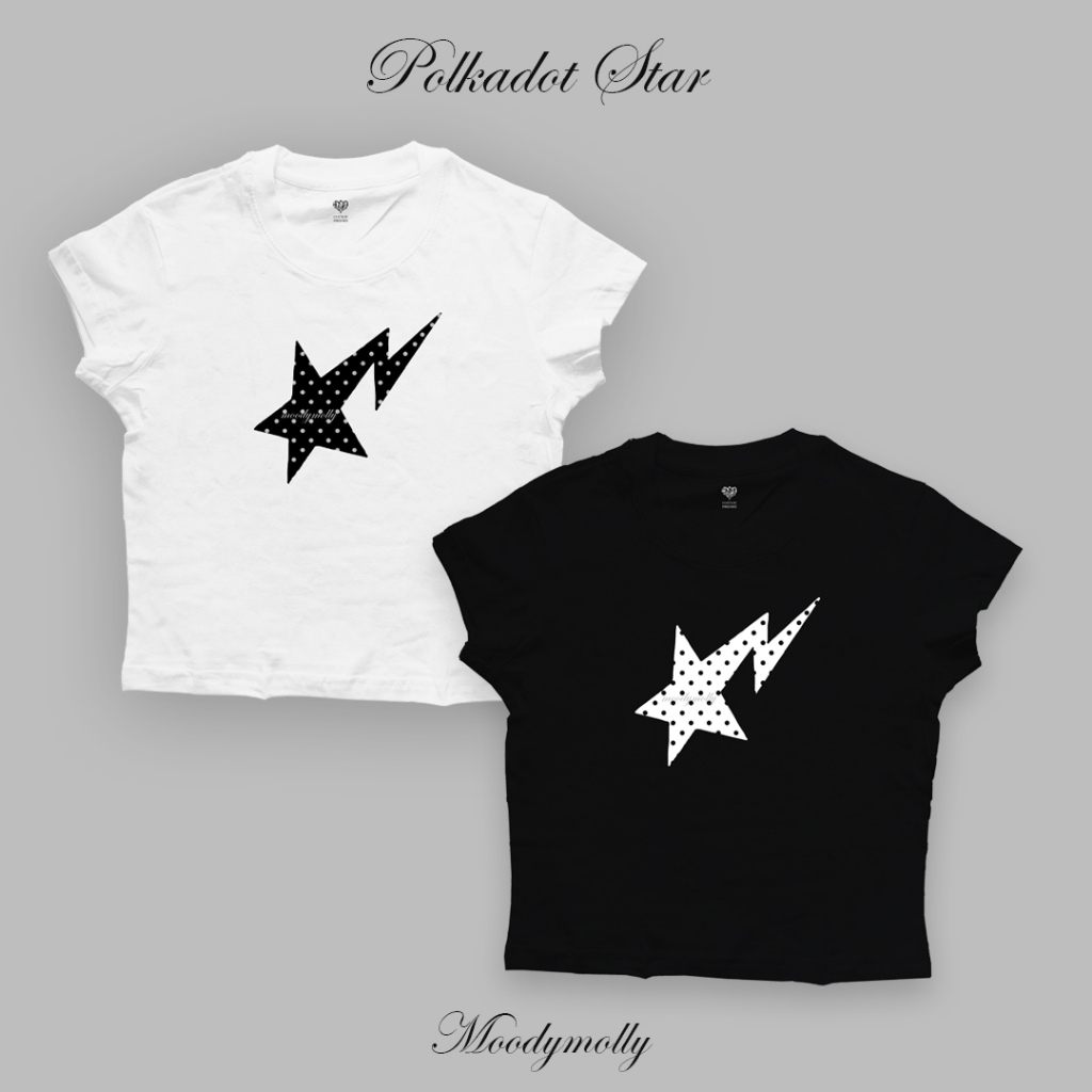 Moodymolly เสื้อยืด เสื้อเบบี้ที รุ่น Polkadot star BT สีขาวผ้าไม่บาง