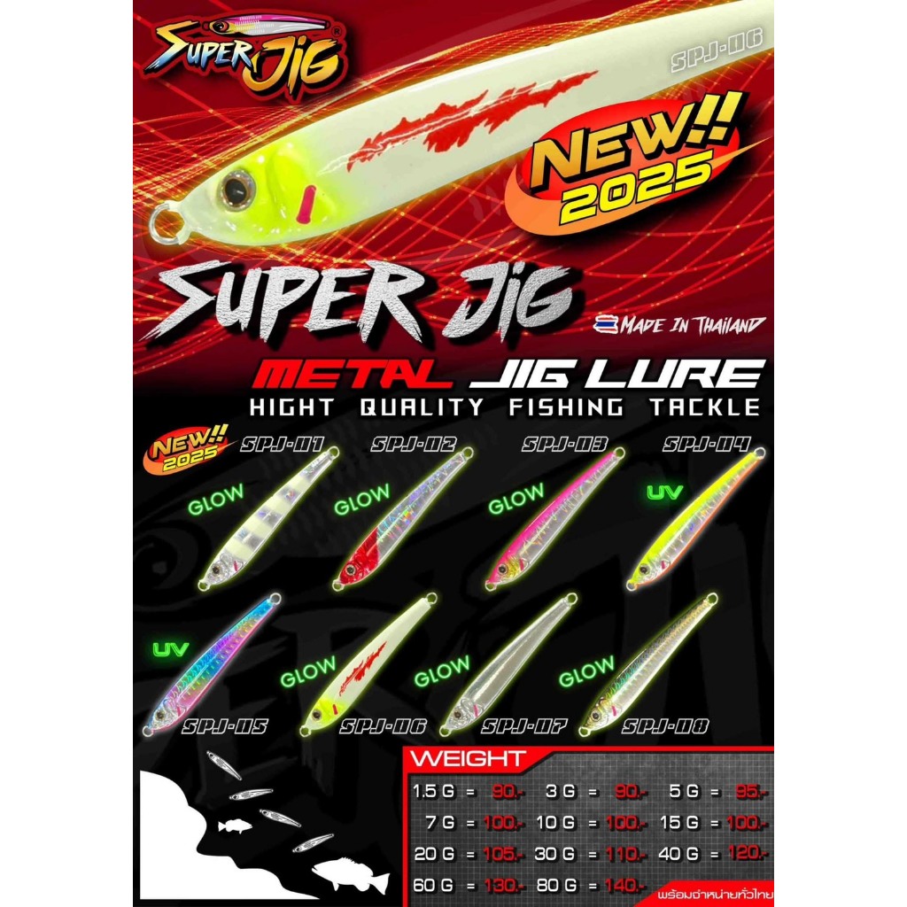 เหยื่อไมโครจิ๊ก Superjig มีขนาด 1.5กรัม - 80กรัม (ไม่มีตัวเบ็ด)