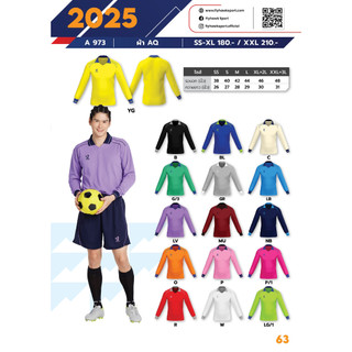 เสื้อกีฬายี่ห้อ คอปก แขนยาว FlyHawk A973-1