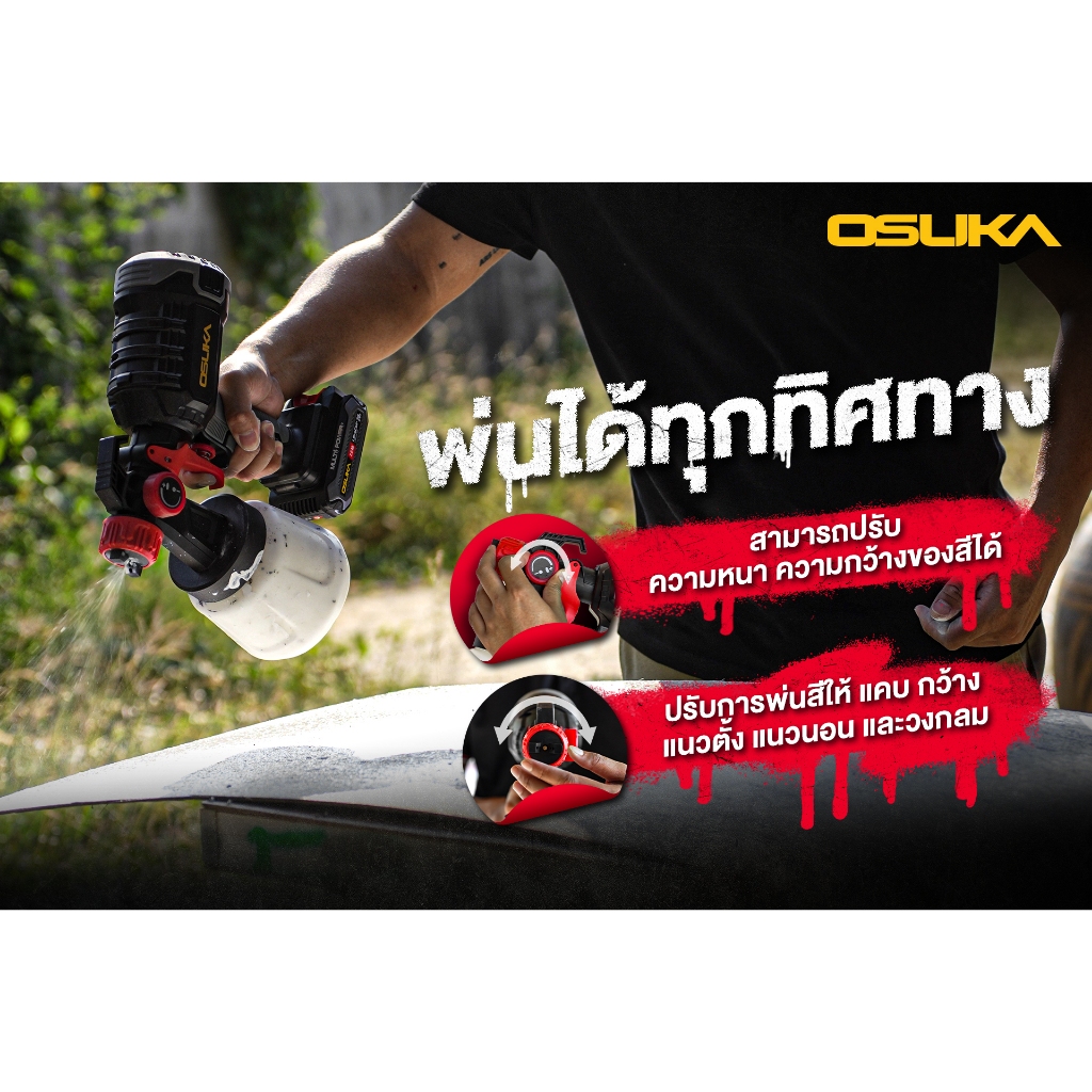 OSUKA  กาพ่นสีไร้สาย 20V. ( ตัวเปล่า : OCSG776-N / ครบเซ็ท : OCSG776-D1 ) - รูปที่ 4
