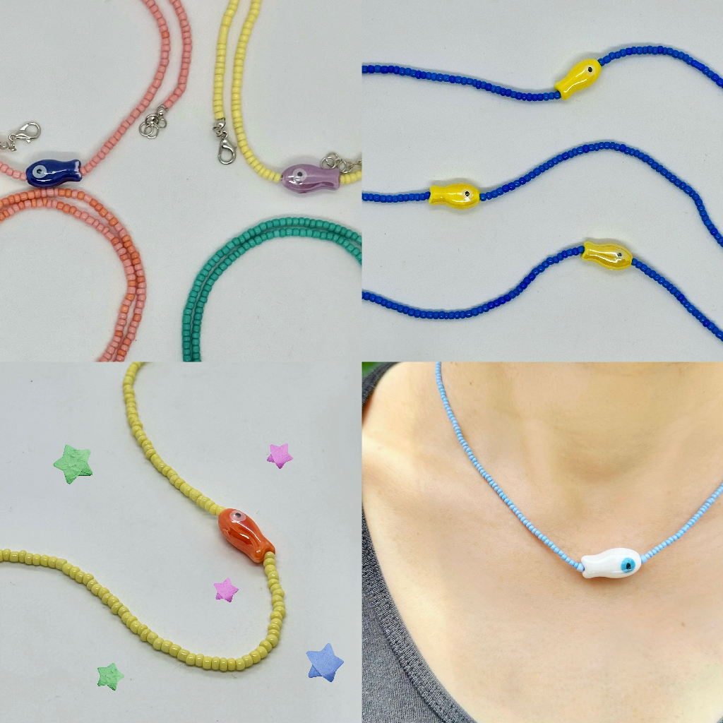 สร้อยคอลูกปัด สร้อยข้อมือลูกปัด จี้ปลา 🐠 - once upon a bunny - สร้อย  กำไลลูกปัด