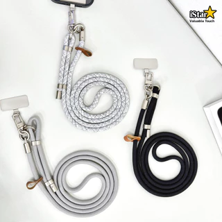 iStar สายคล้องเคสโทรศัพท์ สายยาว 140 ซม. หนา 8 มม. คล้องไหล่ ปรับได้ พร้อมแผ่นอลูมิเนีนมห้อยโทรศัพท์