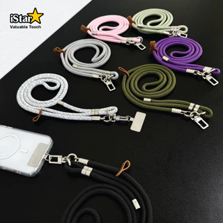 iStar สายคล้องเคสโทรศัพท์ สายยาว 140 ซม. หนา 8 มม. คล้องไหล่ ปรับได้ พร้อมแผ่นอลูมิเนีนมห้อยโทรศัพท์