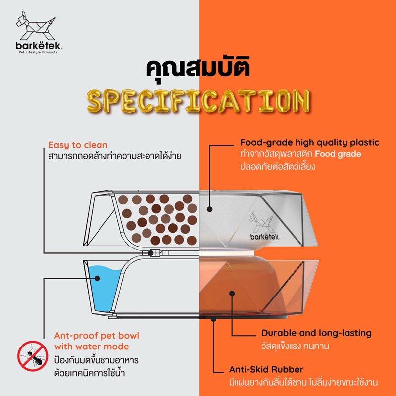 💥New💥 ชามอาหารสัตว์เลี้ยงกันมด รุ่น Geowl Lite รูปที่ 2