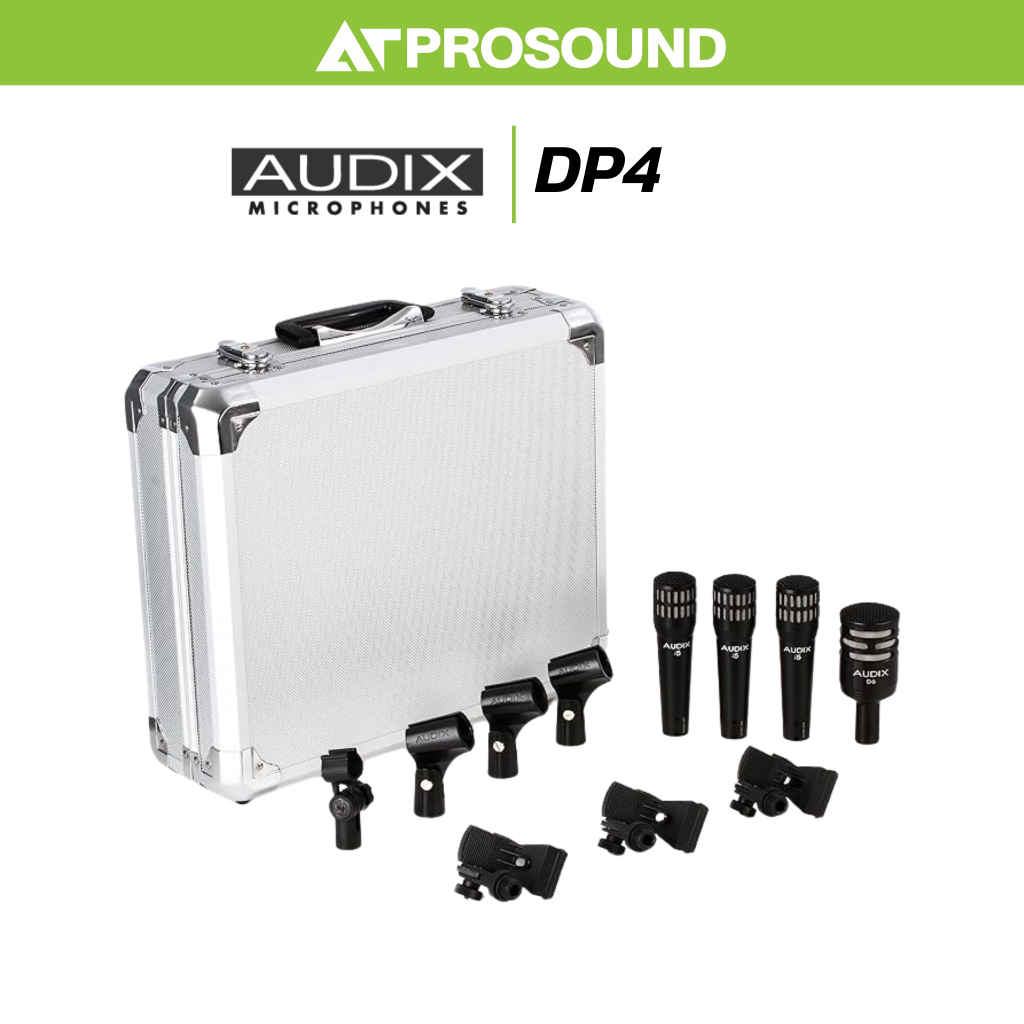 AUDIX DP4 ชุดไมค์กลอง แบบไดนามิก 4 ชิ้น ระดับมืออาชีพ มาพร้อม Hardcase และอุปรณ์เสริม AT Prosound