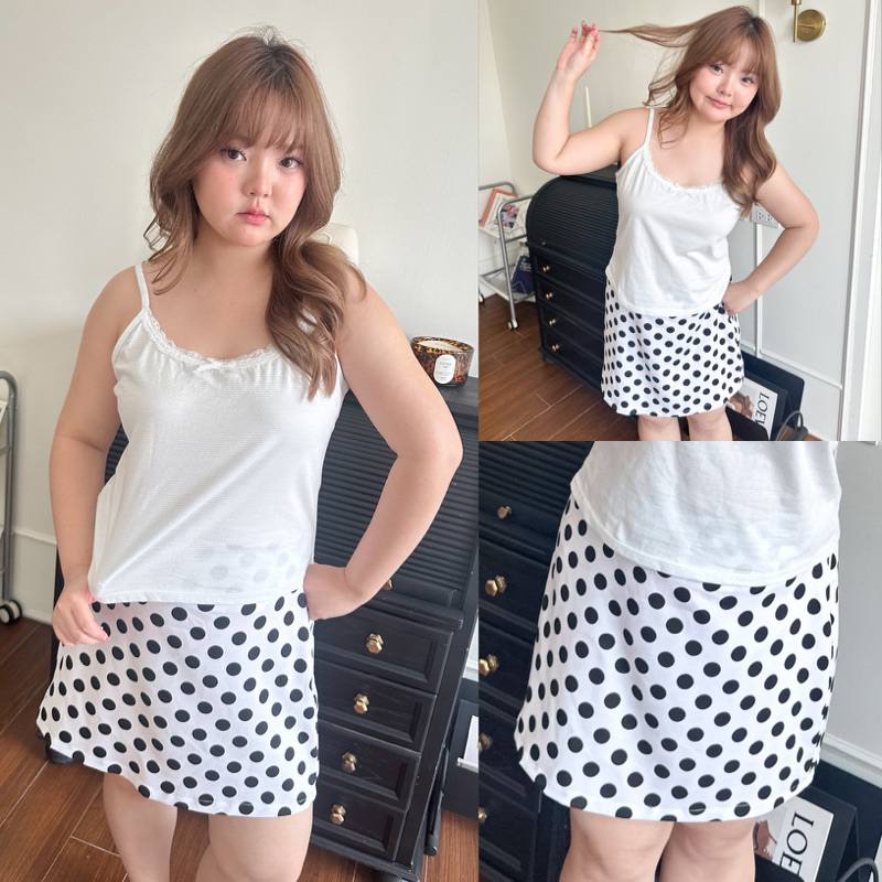 polka dot mini skirt กระโปรงลายจุด สาวอวบ clarine_bkk