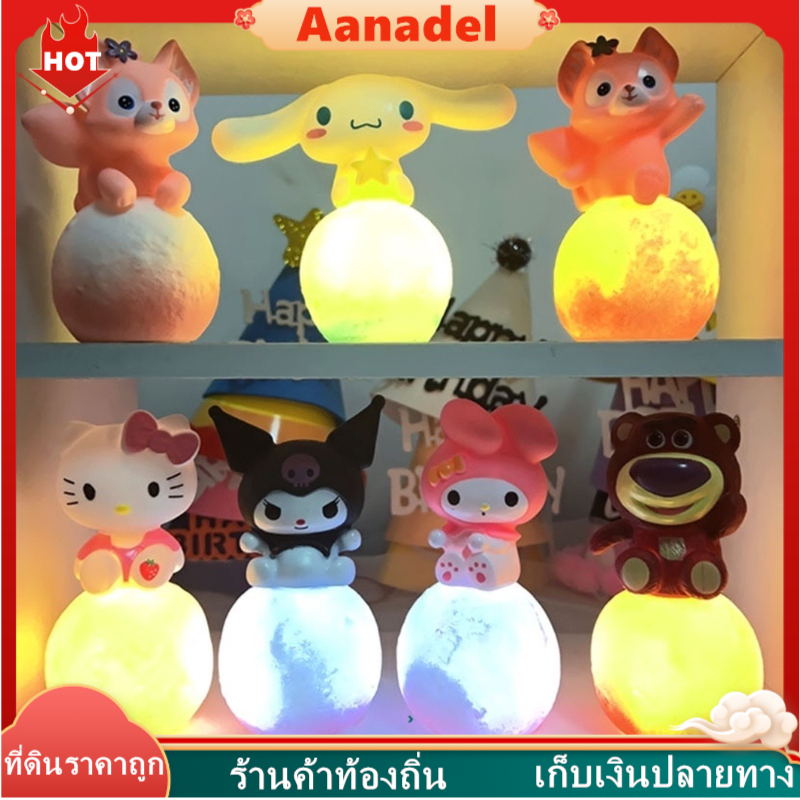 🟡AA🟡โคมไฟกลางคืน ลายพระจันทร์น่ารัก สําหรับตกแต่งเค้ก ของตกแต่งเค้กวันเกิดเด็ก LED โคมไฟตกแต่ง โคมไฟน่