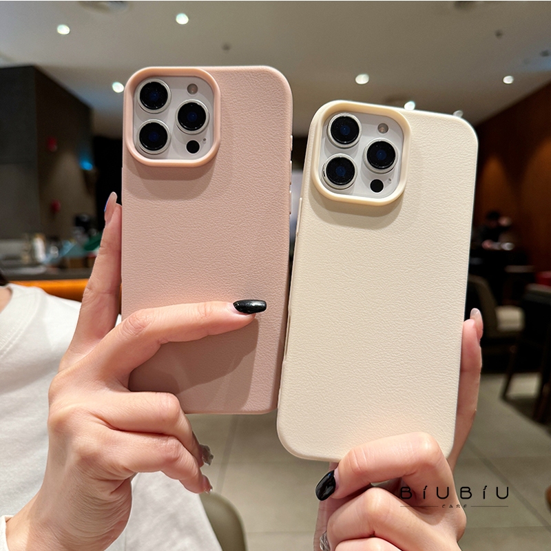 ส่งจากไทย กรณีโทรศัพท์นุ่มหนัง เคสโทรศัพท์ เคสไอโฟน  for iPhone16 11 13 12 15 14 XS XR PROMAX PLUS XSMAX 7/8P สีชมพู