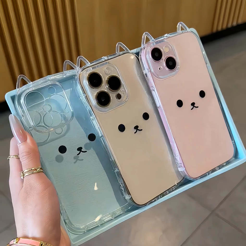 🔥เคสใสหูแมวลายหมี สำหรับรุ่น iphone11 12 13 14 15 16 16promx 16plus ไอโฟน13 promax เคสแฟชั่น 7plus 8plus 15Promax 17 Pro