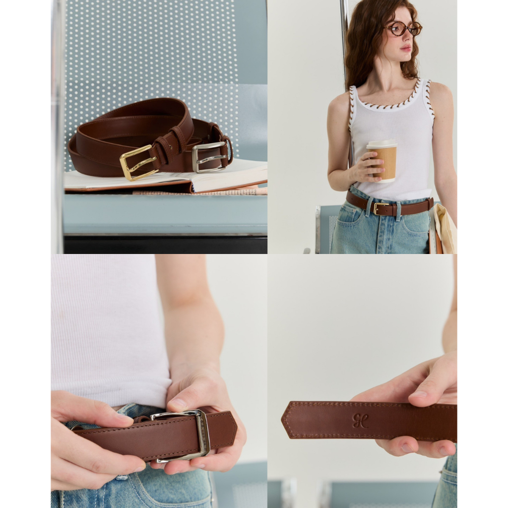 CHNiiNiN - urban classic leather belt เข็มขัดหนังวัวแท้ (ขนาดความกว้างของเส้น 3 cm)