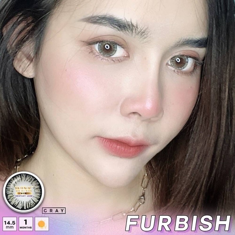 💋 สุดปัง มีค่าสายตา 💋 Wink Furbish Gray Brown บิ๊กอาย สุดปัง สายตาปกติ-10.00 รายเดือน มี อย. แถมตลับฟรี เลนส์นิ่ม สวยปัง - รูปที่ 3