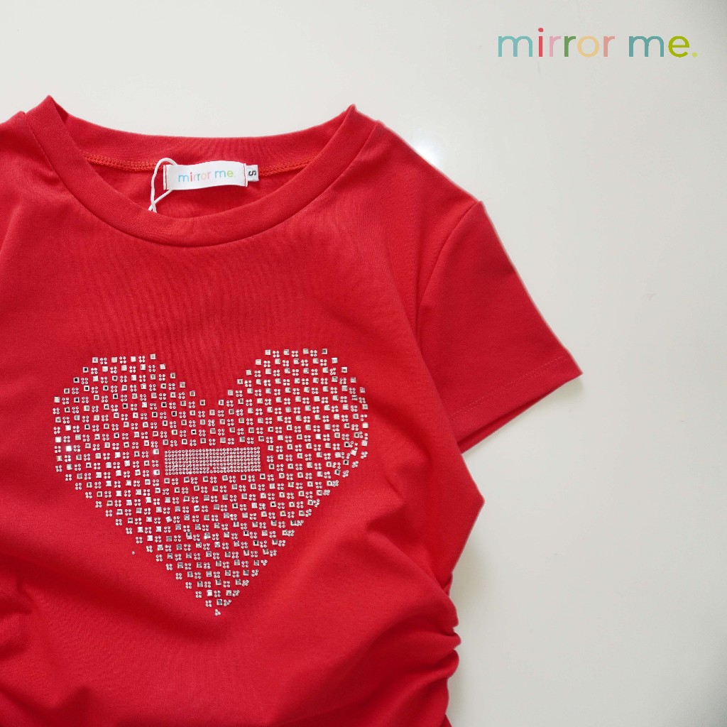 mirrorme เสื้อยืดหัวใจกากเพชร วิบวับน่ารัก ดึงยางข้าง พรางหุ่น สาวอวบใส่ได้ ราคา ถูกที่สุด ดีลบีเคเค แกลเลอรีภาพที่ 7
