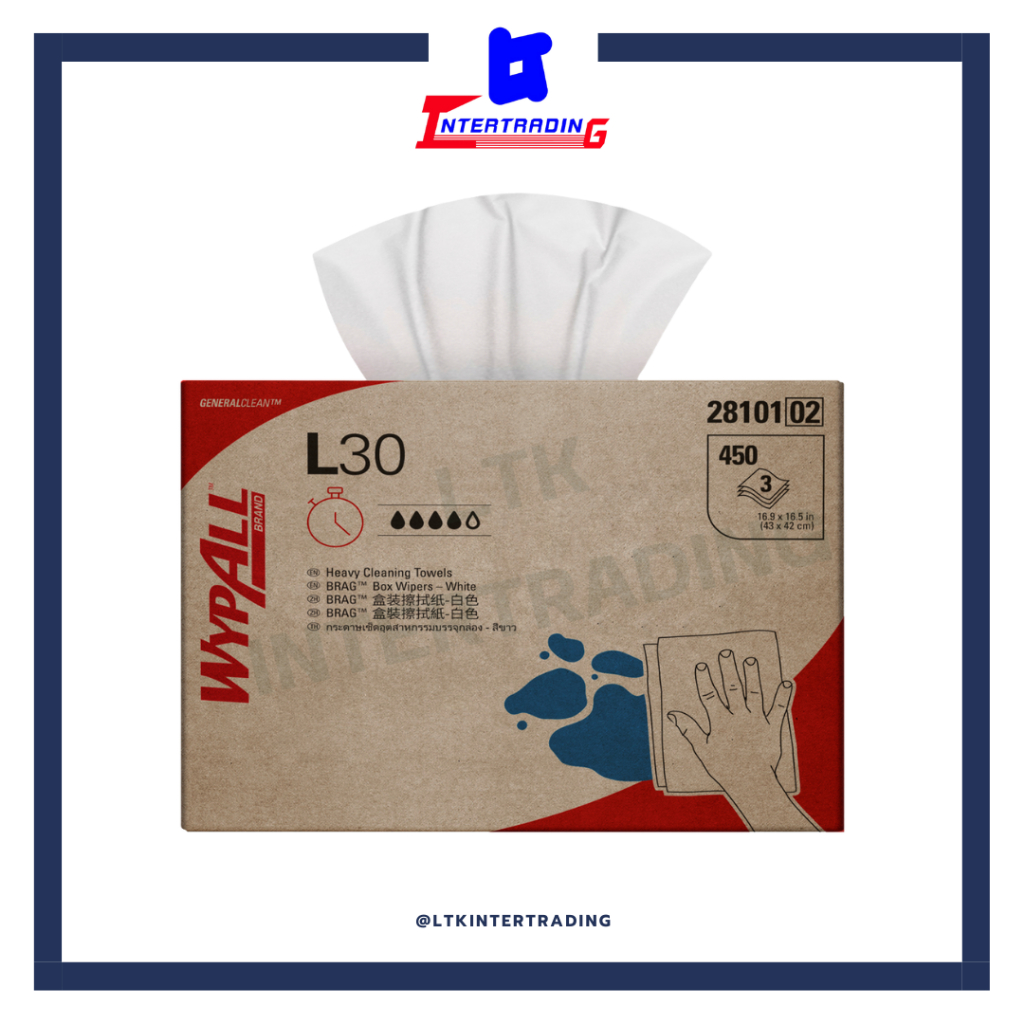WYPALL กระดาษเช็ดอเนกประสงค์ ไวป์ออลล์ L30 ไวเปอร์ (บรจุ450ผ/ลัง)- 28101