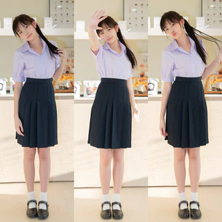 กระโปรงนักเรียนทรงแคบ สีกรมเข้ม-สีดำ ยาว22-26 ตีเกร็ด5.5นิ้ว ผ้ามันดีวาย กระโปรงนักเรียน (มีบิลให้)
