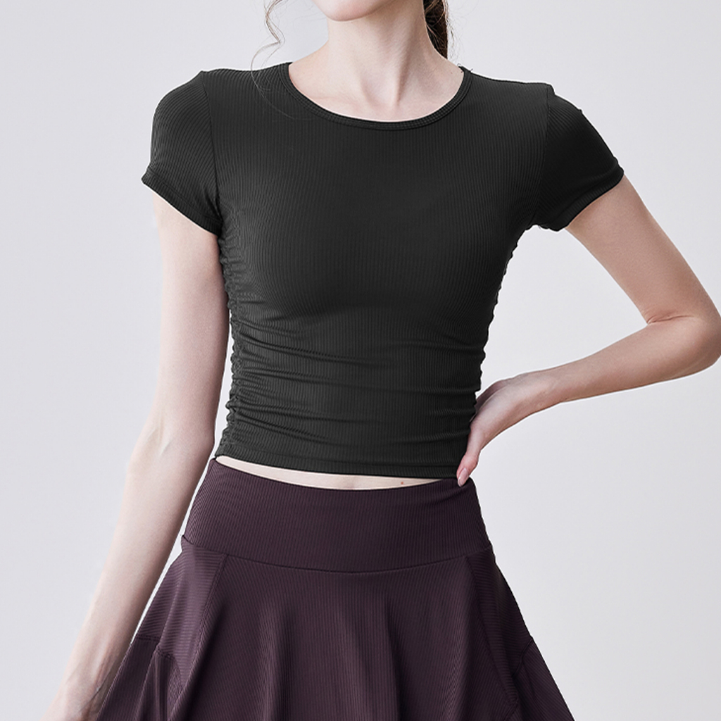 ArayaLady เสื้อครอปแขนสั้น เสื้อออกกำลังกายแขนสั้น จั๊มเอว ทรงสวยใส่สบาย AT-JYTD001 - รูปที่ 2