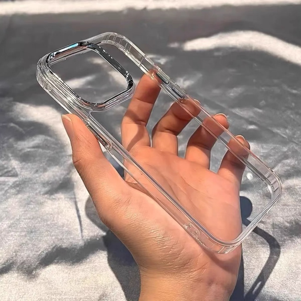 🔥New🔥 i11 เคสนิ่ม เคสใส ขอบกล้องเงิน ปุ่มกดเงิน สำหรับ ไอโฟน16 7plus i12 i13 i14 i15 i16 i16promax 1