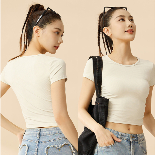 ArayaLady เสื้อครอปแขนสั้น เสื้อออกกำลังกายแขนสั้น จั๊มเอว ทรงสวยใส่สบาย AT-JYTD001 - รูปที่ 3