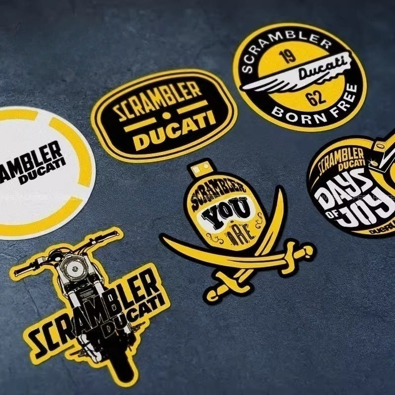 สติกเกอร์ตกแต่งหมวกกันน็อก Ducati Scrambler สไตล์วินเทจ พร้อมแถบสะท้อนแสง แบบปรับแต่งได้