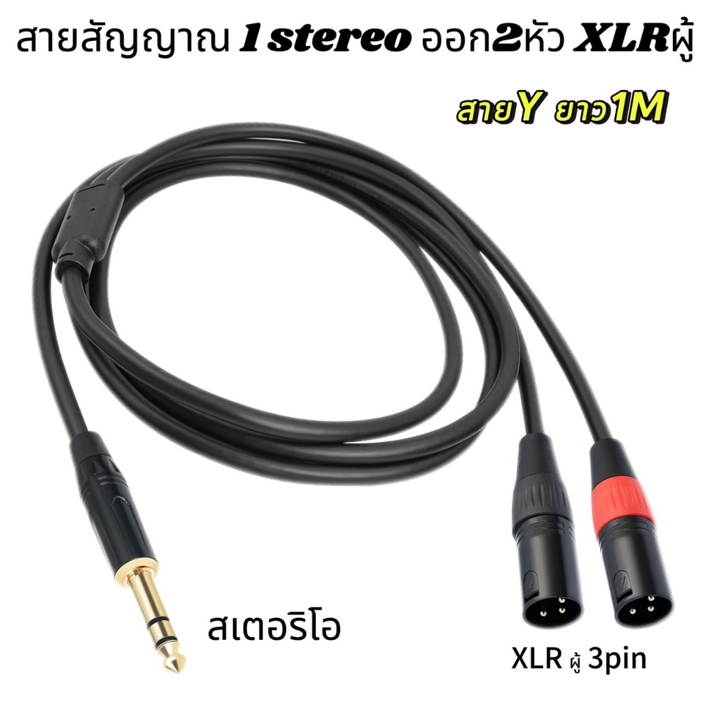สายYแจ็คสเตอริโอ1-XLRผู้2 สายสัญญาณเสียง1แจ็คStereo 6.35MM ออก 2 XLRผู้ สายยาว 1เมตร สินค้าพร้อมส่ง