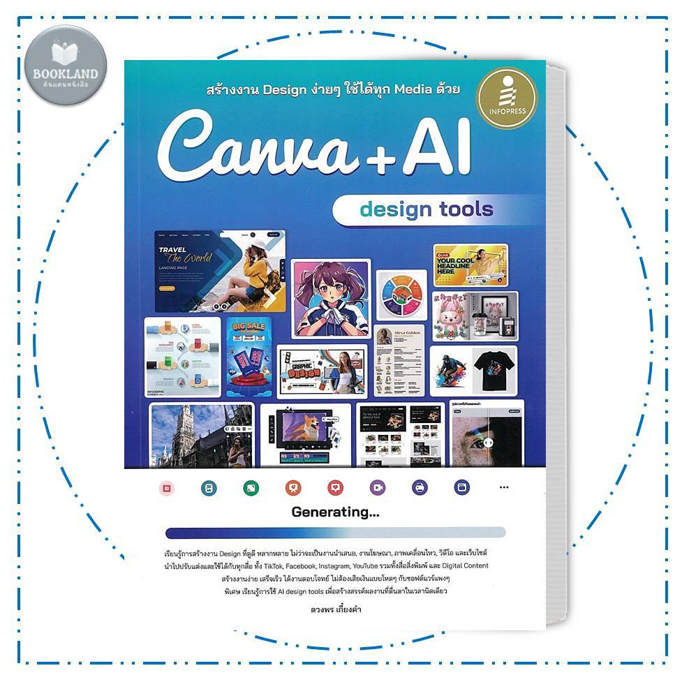 หนังสือ สร้างงาน Design ง่ายๆ ใช้ได้ทุก Media ด้วย Canva + AI design tools #BookLandShop