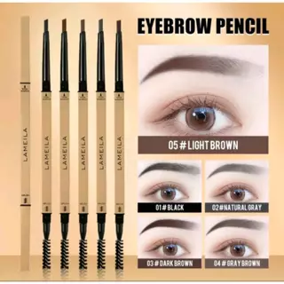 LAMEILA ไม่มีกล่อง แท่งสีทอง ดินสอเขียนคิ้ว กันน้ำ 2 in 1 มีแปรงปัดคิ้วในตัว 5 สี - Women, Cosmetic
