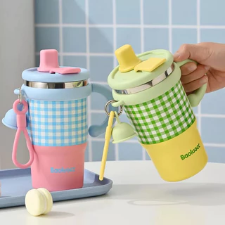 KoKuBa แก้วเก็บความเย็น สีสันสดใส แก้วแก้วแช่เย็นมีด้ามจับ ถ้วยฉนวนสแตนเลส 600ml แก้วสแตนเลส316