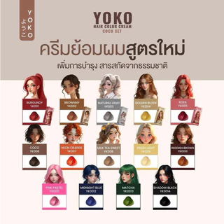 Yoko โยโกะ Hair Color Cream Reddish Brown Set แฮร์ คัลเลอร์ ครีม เรดดิช บราวน์ เซ็ต 2 หลอด 100 ml