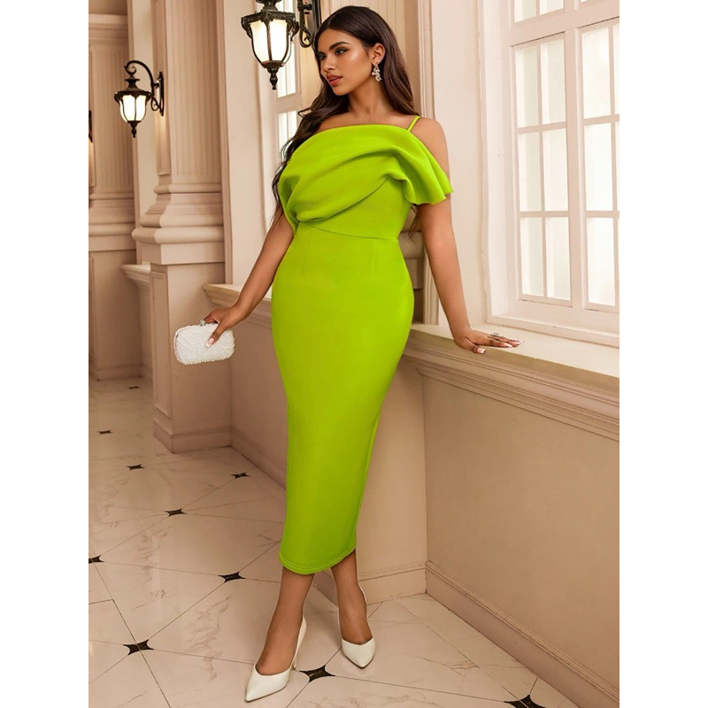 ✅พร้อมส่ง✅ Raquel Plus Size Lime Green Pencil Cocktail Dress