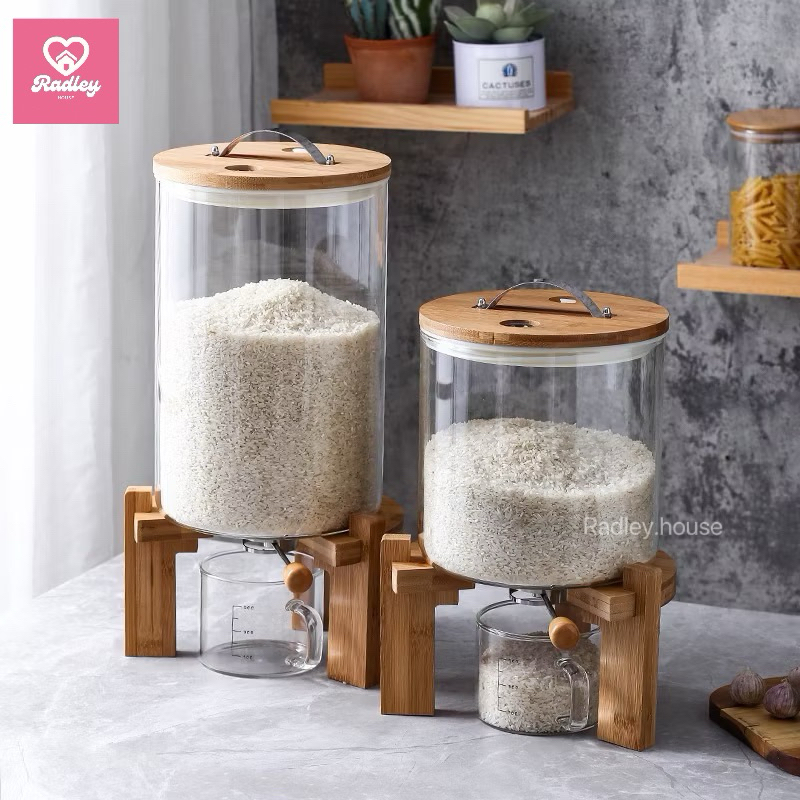 พร้อมส่งจากไทย💖Rice dispenser ถังใส่ข้าวสาร ถังข้าวสาร เมล็ดพืชพร้อมใช้งานในตัว