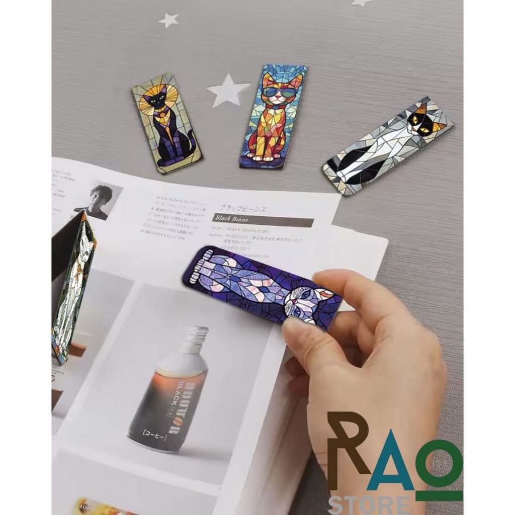 RAO Store พร้อมส่ง ที่คั่นหนังสือแม่เหล็กลายกราฟฟิคน่ารักขนาดเล็กกะทัดรัด  เป็นกระดาษแม่เหล็กไดคัท2ด้าน